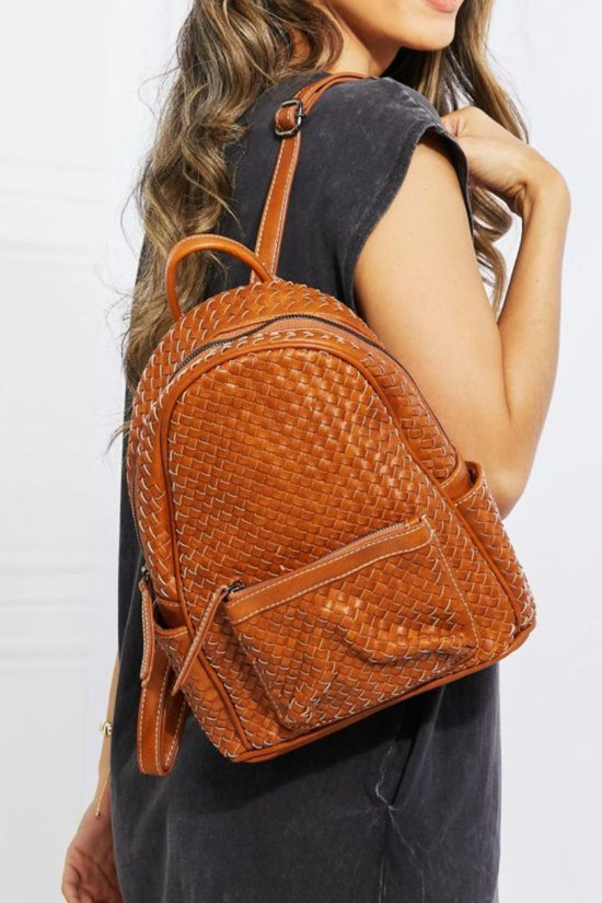 Certainly Chic Vegan Leather Woven Backpack - Kinsley & Harlow