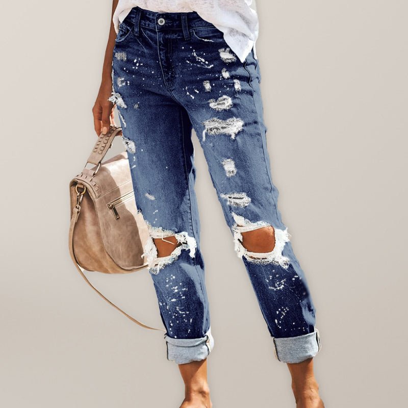 Charlotte Ripped Cuff Jeans - Kinsley & Harlow