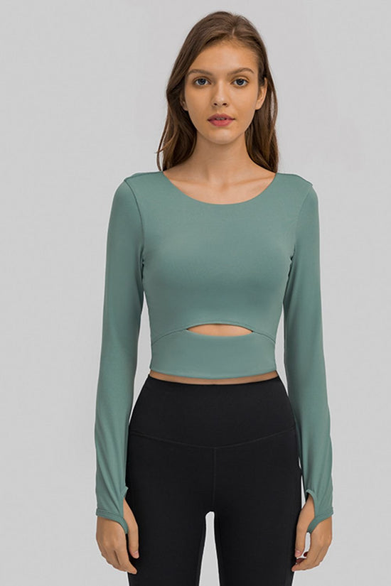 Cut Out Front Crop Yoga Tee - Kinsley & Harlow