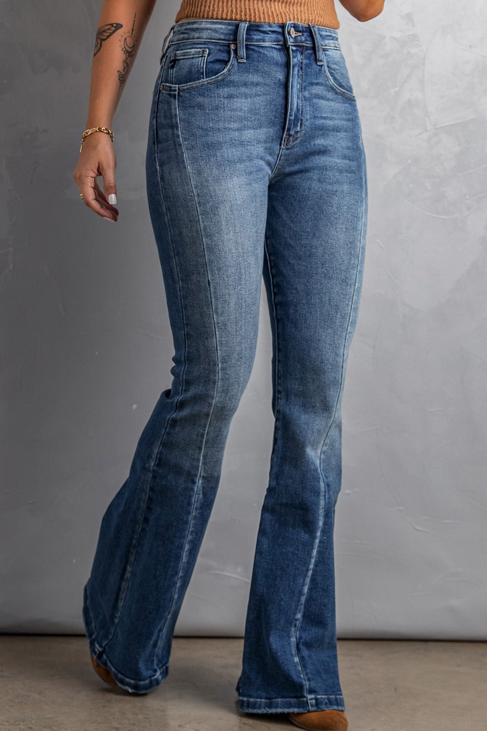 High Waist Flare Jeans with Pockets - Kinsley & Harlow