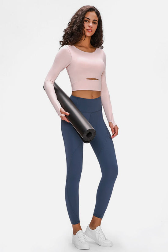 Long Sleeve Cropped Top With Sports Strap - Kinsley & Harlow