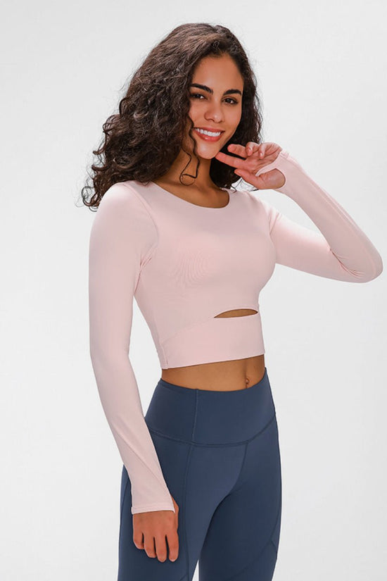 Long Sleeve Cropped Top With Sports Strap - Kinsley & Harlow