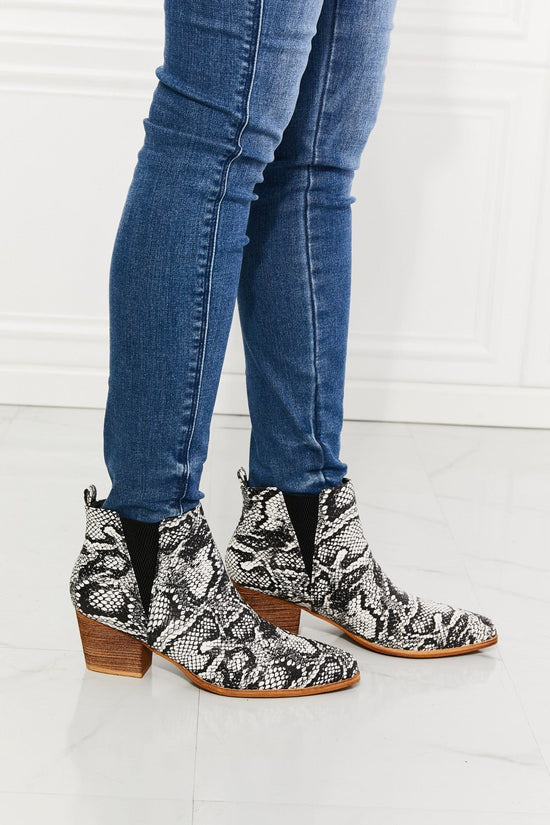 MMShoes Back At It Point Toe Bootie in Snakeskin - Kinsley & Harlow