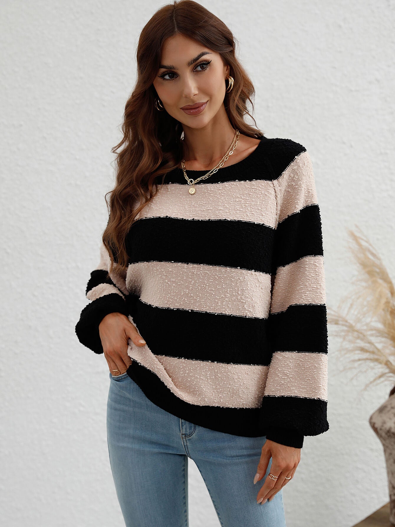 Shiloh Striped Raglan Sleeve Sweater - Kinsley & Harlow